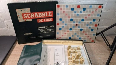 Spears Scabble De Luxe Turntable Board Game 1013 Vintage Tiles Shelves Completed - Image 1 of 4