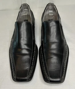 MADDEN Mens Black Lined Slip on Leather Square Moc Toe Loafers Size 9.5M - Picture 1 of 15
