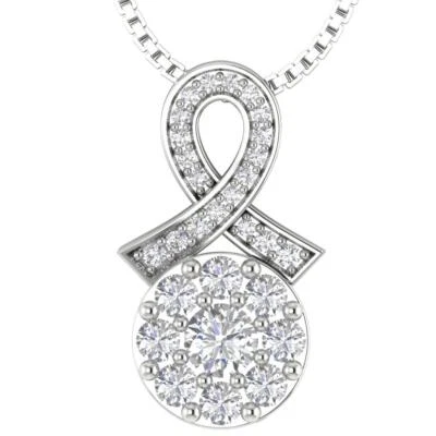 Collar Colgante Nudo Diamante Redondo Natural I1 G 0.85 Ct Oro Blanco 14K 0.76 Pulgadas Foto 1 de 4