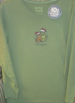 ¡NUEVO CON ETIQUETAS! LIFE IS GOOD "GOOD KIDS" HOLIDAY L/S TEE..."SANTA ROCKET & CAT"" (10) Foto 1 de 4