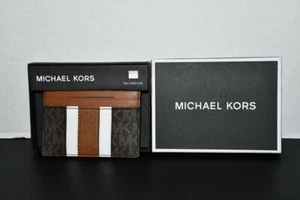 Michael Kors Varsity Hudson Tall Card Case in Brown/Luggage #39FOLHDD2B NWT - Picture 1 of 5