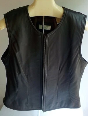 LORD & TAYLOR Brown Zip Front Leather Vest SZ SMALL Fully Lined - Image 1 of 4