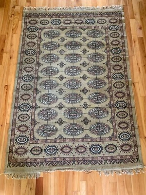 Винтажный поношенный турецкий геометрический восточный антикварный шерстяной ковер 3,5x5,3 - Изображение 1 из 4