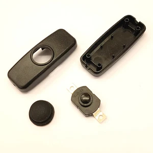 BLACK INLINE PUSH BUTTON ON/OFF SWITCH DIY LAMP LED VIVARIUM DC - Picture 1 of 6