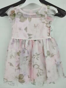 Zenzi Sunday Toddler Dress 3T Floral Pink Mesh Flutter Sleeves