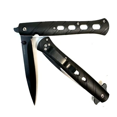 Navaja de Bolsillo 9" Negra Plegable Asistida por Resorte Hoja Abierta Rápida Foto 1 de 4