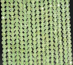 3MM LIGHT GREEN PREHNITE  GEMSTONE MICRO FACETED ROUND LOOSE BEADS 15.5" - Picture 1 of 4