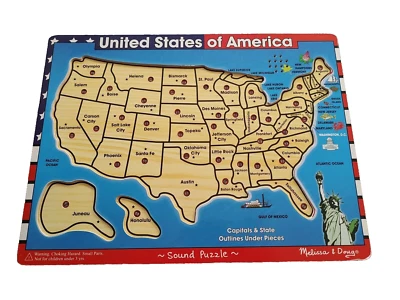 Melissa & Doug U.S.A. Map Wooden Capitals & State Outlines Under Pieces - Image 1 of 3