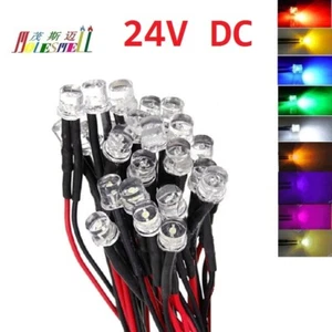 5 mm flach 24 V vorverdrahtet rot gelb blau grün weiß orange UV rosa warmweiß LED - Bild 1 von 1