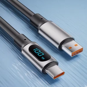 PD100W Type C Cable LED Display 6A Fast Charging USB to c gray, 1.2m - Picture 1 of 7