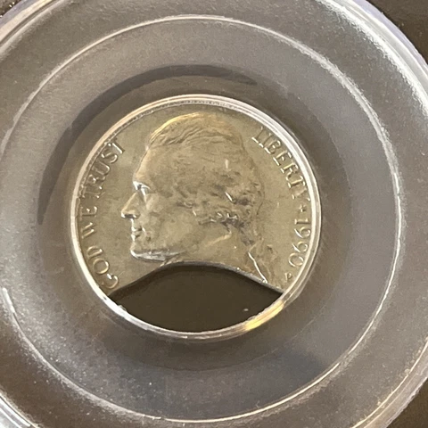 1990 P 5C ERROR PCGS MS62 24% CLIPPED PLANCHET JEFFERSON NICKEL Cover