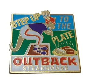 Outback Steakhouse Pin Step Up To The Plate Baseball Employee Server Flair - Picture 1 of 2