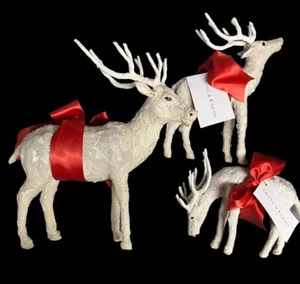 SET OF 3 OLIVE & COCO DECOUPAGE CHRISTMAS FREE STANDING REINDEER WITH TAGS - Picture 1 of 7