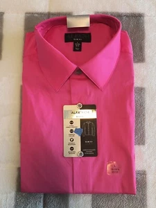 Alfani Alfatech Button Up Shirt in Pink Rose 16/32-33 2-Way Stretch Slim Fit NEW - Picture 1 of 5