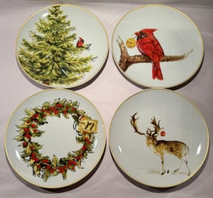New~Pottery Barn Holiday Forest Four Piece Salad/Dessert Plates - Picture 1 of 7