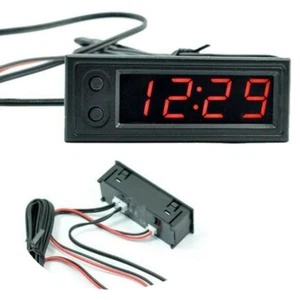 3 In 1 Digital Auto Car Innen/Außen Thermometer Spannungsmesser Uhr LED DC 5-27V - Picture 1 of 23