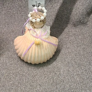 Angel Real Seashell Adorno Hecho a Mano Perlas Imitadas, Encaje, Cinta 4" - Imagen 1 de 7