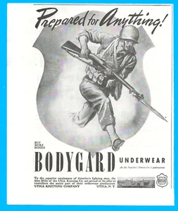 Utica Knitting Co. Bodygard underwear Army soldier vintage print ad 1943 WWII - Picture 1 of 3