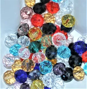 AAA loose faceted glass crystal rondelle beads of 10 x 8 mm & 8 x 6 mm, 16 color - Picture 1 of 17