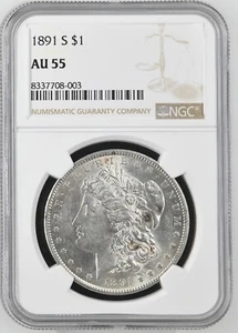 1891 S Morgan Silver Dollar $1 NGC AU55 8337708-003 - Picture 1 of 4