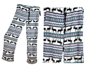 NWT JUST LOVE Woman FUZZY FLEECE Lounge PJ pajama pants REINDEERS size Lg - Picture 1 of 5