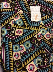 Lularoe TC Tall Curvy Leggings Blue Green Aztec Tribal Unicorn Shapes Southwest - Picture 1 of 7