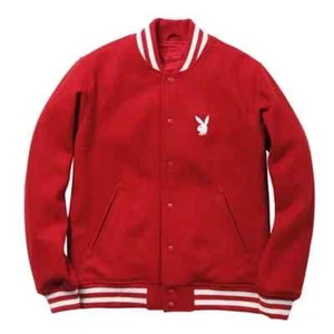 Chaqueta Universitaria Letterman Supreme Playboy Color Rojo Toda Lana - Imagen 1 de 4