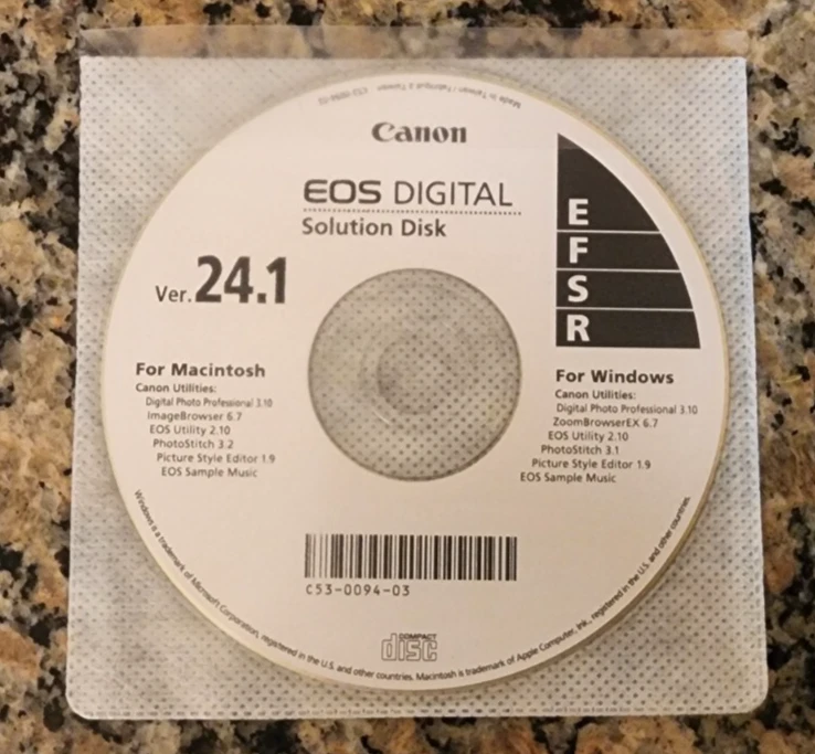 Canon EOS Digital Camera Solution Disk Ver. 24.1 For Windows Or Mac - Image 1 of 4