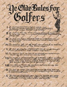 POSTER YE OLDE RULES FOR GOLFERS OLD WEST POSTER Golfing Golf Home Decor 105 - Picture 1 of 1
