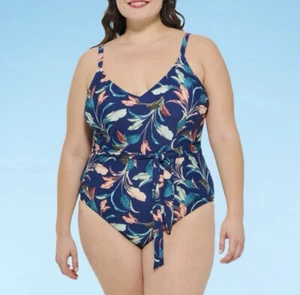 Mynah Badeanzug Damen 24W üppige Blätter Baucheinsatz Einteiler 92 $ - Bild 1 von 13