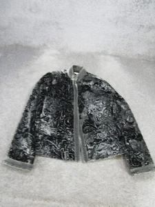 Chico'S Jacket Womens 1 Silver Floral Open Cardigan - Picture 1 of 6