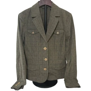 Eddie Bauer Damen braun kariert Blazer Jacke Größe 12 Tall - Bild 1 von 5