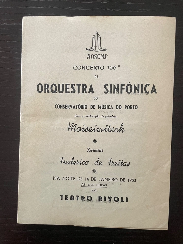 Programa de conciertos para piano Benno Moiseiwitsch 1953 conciertos de Beethoven y Rachmaninov Foto 1 de 1