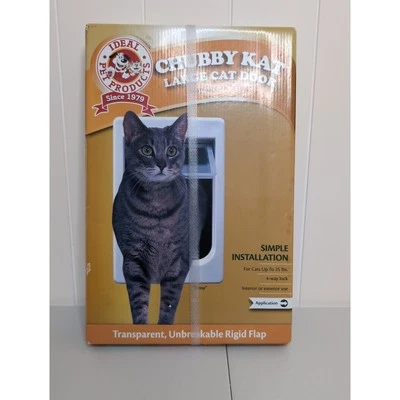 New In Box Chubby Kat Large Cat Pet Door Flap 4 Way Lock Opening 7.5"x 10.5”  - Image 1 of 4