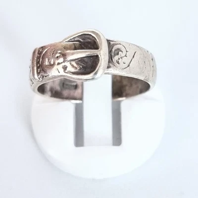 Anillo hebilla plata de ley ensayado con sello, vintage 1976 Foto 1 de 4