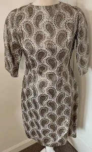Vintage 1960s Gold Brocade Print Pencil Mod Dress - Size 10 - Picture 1 of 14