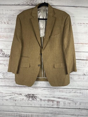 Blazer Abrigo Deportivo Alan River Para Hombre 40S Marrón 100% Lino Dos Botones Muesca Solapa Foto 1 de 4