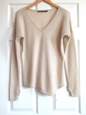Feel The Piece Womens Cashmere Pullover Asymmetrical Top Beige half glove Sz S - Image 1 of 4