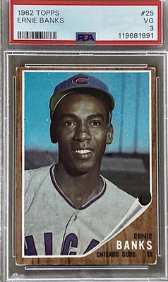 1962 Ernie Banks Card - Chicago Cubs- HOF - PSA 3 - (Very Good) - New!!! - Image 1 of 2
