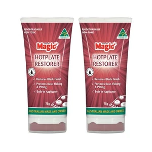 2 x Magic Hotplate Restorer 75g Black Finish, with Easy Sponge Pad Applicator - Picture 1 of 3