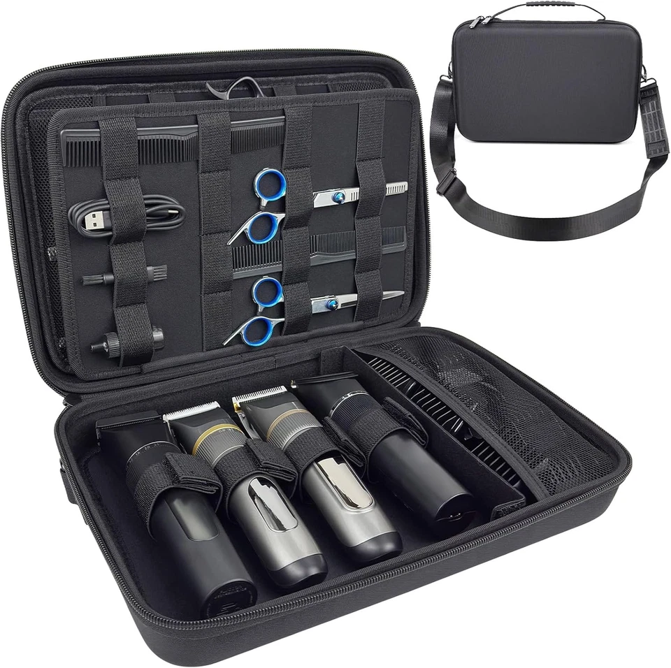 Bolsa de barbeiro de viagem dura estojo de barbeiro para cortadores de cabelo com ombro ajustável St - Imagem 1 de 4