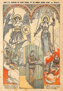 FRANC-MAÇONNERIE ( FREEMASONRY ) ST MICHEL, JEANNE D' ARC / DESSIN 1924 - Foto 1 di 1