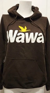 Felpa Wawa marrone con cappuccio logo merch dipendente 100% cotone piccola Philadelphia  - Foto 1 di 12
