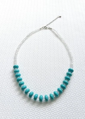 Perlenkette Edelstein Howlith Glasstein Choker Halskette Collier  - Bild 1 von 3