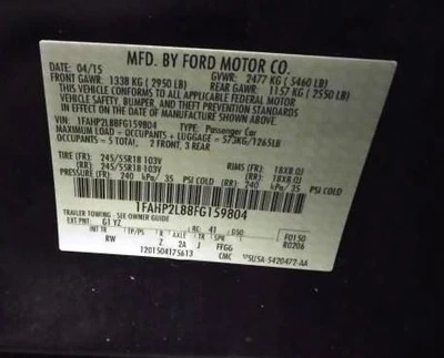 Driver Tail Light With Police Package Lid Mounted Fits 13-19 TAURUS 3349693 Foto 1 de 4