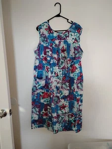 Only Necessities Abito Donna Blu Floreale Pull On Casa Salotto Casual Large - Foto 1 di 9