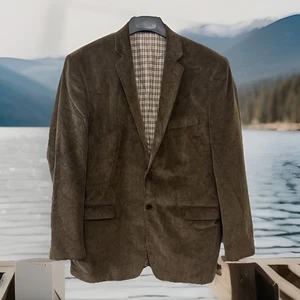 Y2K SADDLEBRED Blazer Mens44L Corduroy BROWN 2 Button Sport Coat Business Casual - Picture 1 of 9