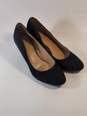 Merona Women’s Size 6.5 Wedge Pumps Round Toe Black Classic Heels Slip On Shoes  - Image 1 of 4