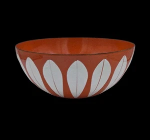 Vintage Catherine Holm Noruega Naranja Blanco Esmalte Lotus Bowl 9.5" MCM - Imagen 1 de 8