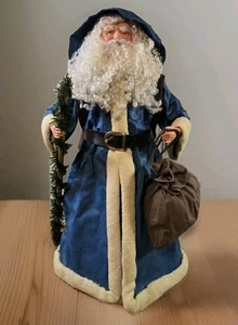 Vintage 15" Weihnachtsmann in blau Weihnachtsbaumspitze von Village Art, gebraucht - Bild 1 von 8